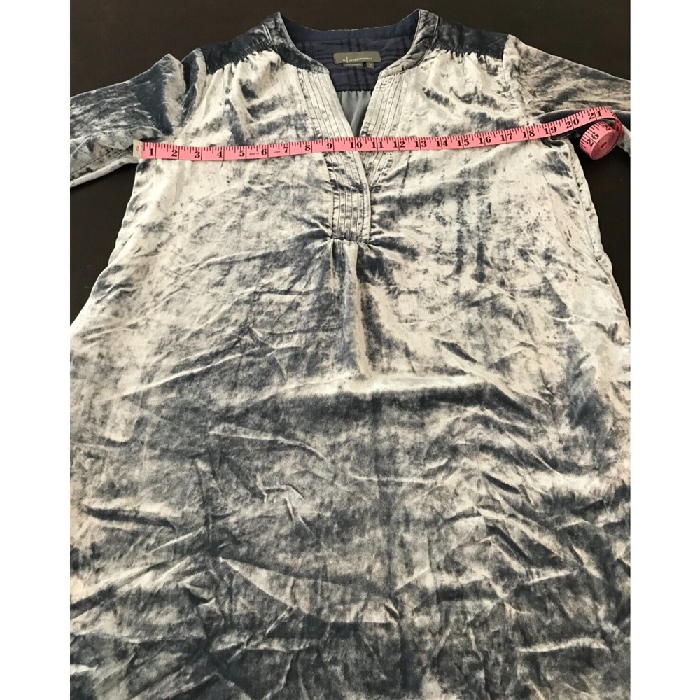 Anthropologie Melody Velvet Tunic Dress XS Slate Blue V-Neck Long Sleeve Pockets - Picture 7 of 12